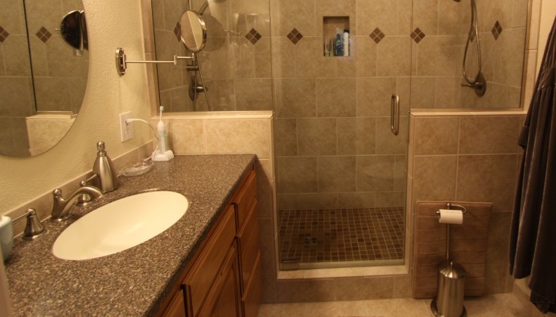 The Robinson family guest bathroom newly remodeled